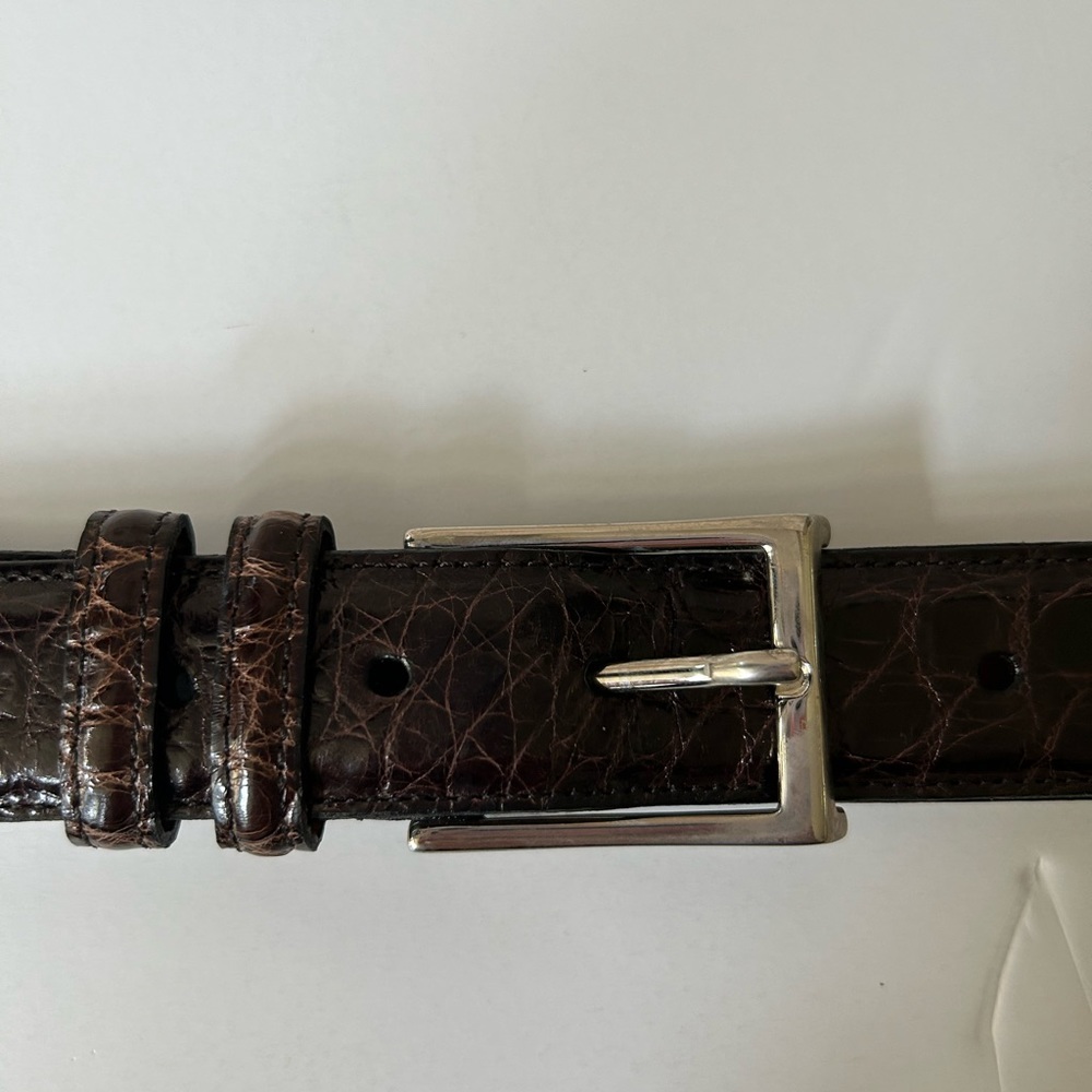Lejon 32mm Parkhill American Alligator Full Grain Brown Belt Size 36